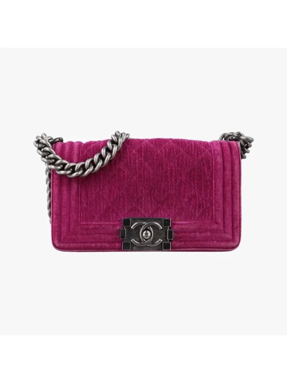 Chanel Boy Rose Red Velour Shoulder